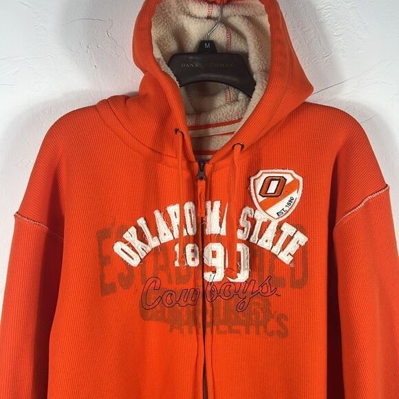 🏈🏀 Vintage OKLAHOMA STATE COWBOYS Zip Up Sherpa Lined Hoodie Jacket - L - EUC - Picture 2 of 12